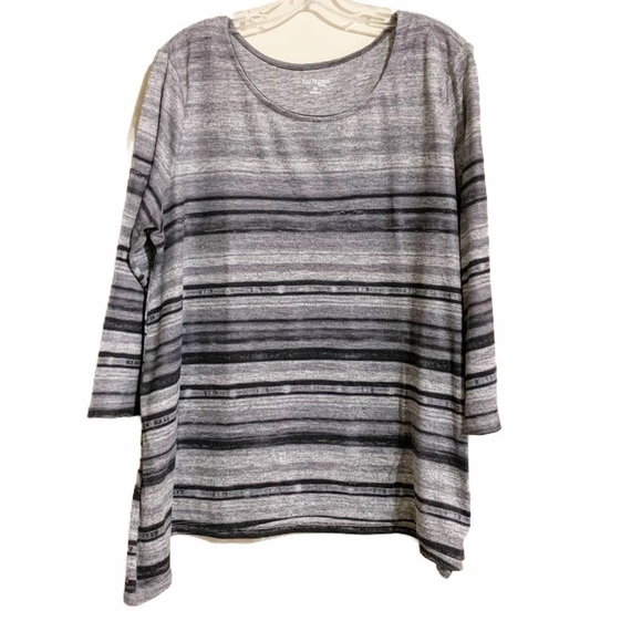 Kim Rogers Curvy 2X Gray Ombre Long Sleeve Stretchy Blouse. - Picture 1 of 5
